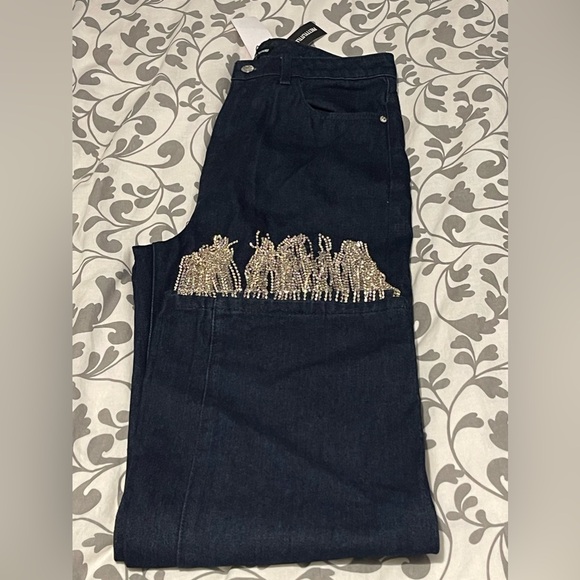 PLT Straight Leg Jeans - Diamanté Tassel Hem - Picture 4 of 14